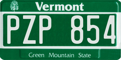 VT license plate PZP854