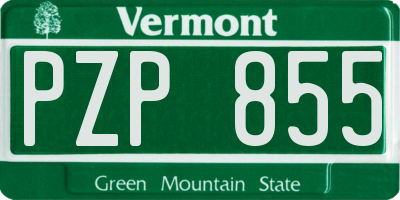 VT license plate PZP855