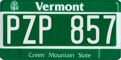 VT license plate PZP857