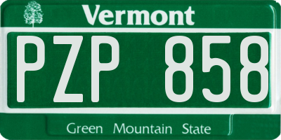 VT license plate PZP858