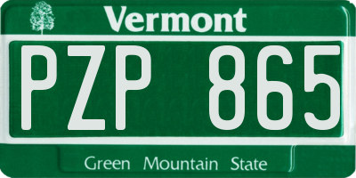 VT license plate PZP865