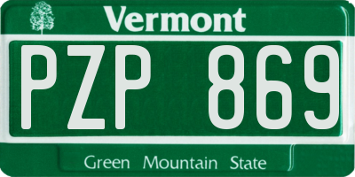 VT license plate PZP869