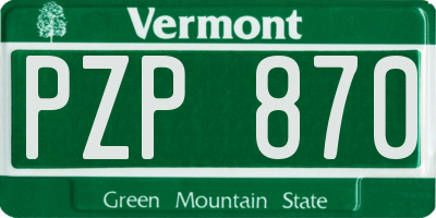 VT license plate PZP870