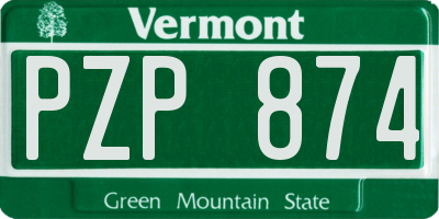 VT license plate PZP874