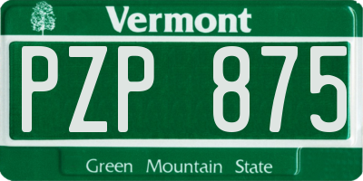 VT license plate PZP875