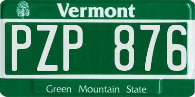 VT license plate PZP876