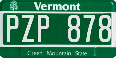 VT license plate PZP878