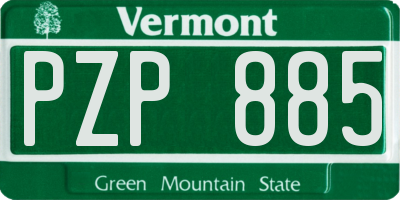 VT license plate PZP885