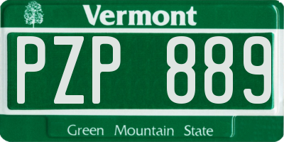 VT license plate PZP889