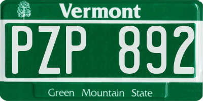 VT license plate PZP892