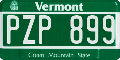 VT license plate PZP899