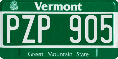 VT license plate PZP905