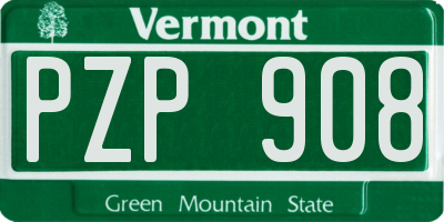 VT license plate PZP908