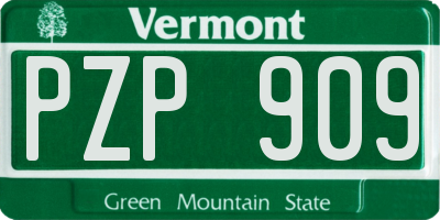 VT license plate PZP909