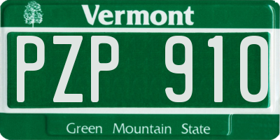 VT license plate PZP910