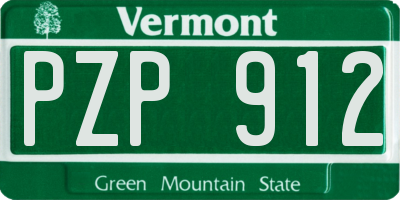 VT license plate PZP912