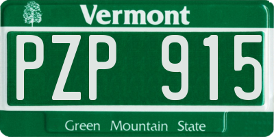 VT license plate PZP915
