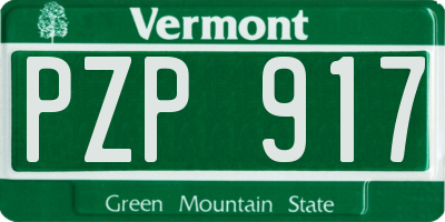 VT license plate PZP917