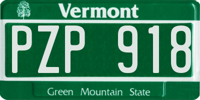 VT license plate PZP918