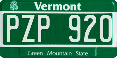 VT license plate PZP920