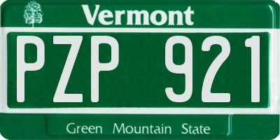 VT license plate PZP921