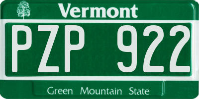 VT license plate PZP922