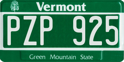 VT license plate PZP925