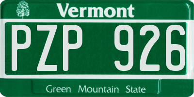 VT license plate PZP926