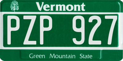 VT license plate PZP927