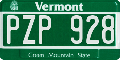 VT license plate PZP928