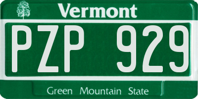 VT license plate PZP929