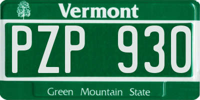 VT license plate PZP930