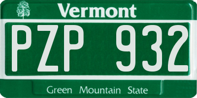 VT license plate PZP932