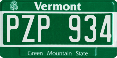 VT license plate PZP934