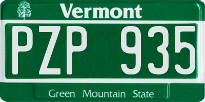 VT license plate PZP935
