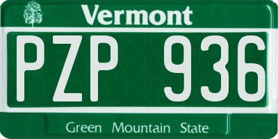 VT license plate PZP936