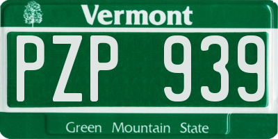 VT license plate PZP939