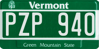 VT license plate PZP940