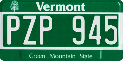 VT license plate PZP945