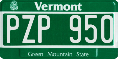 VT license plate PZP950