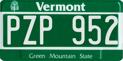 VT license plate PZP952