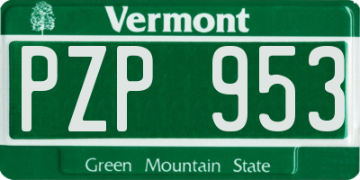 VT license plate PZP953