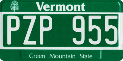 VT license plate PZP955