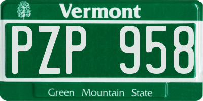 VT license plate PZP958