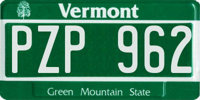 VT license plate PZP962