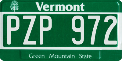 VT license plate PZP972