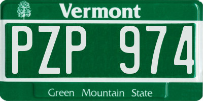 VT license plate PZP974