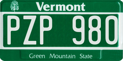 VT license plate PZP980