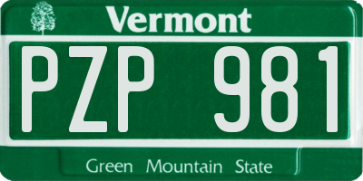VT license plate PZP981