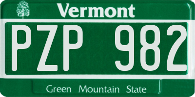 VT license plate PZP982